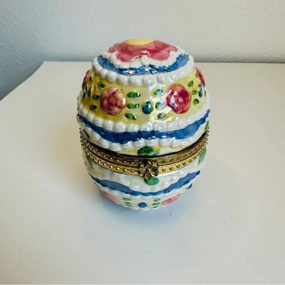 Floral Egg Trinket Box Easter